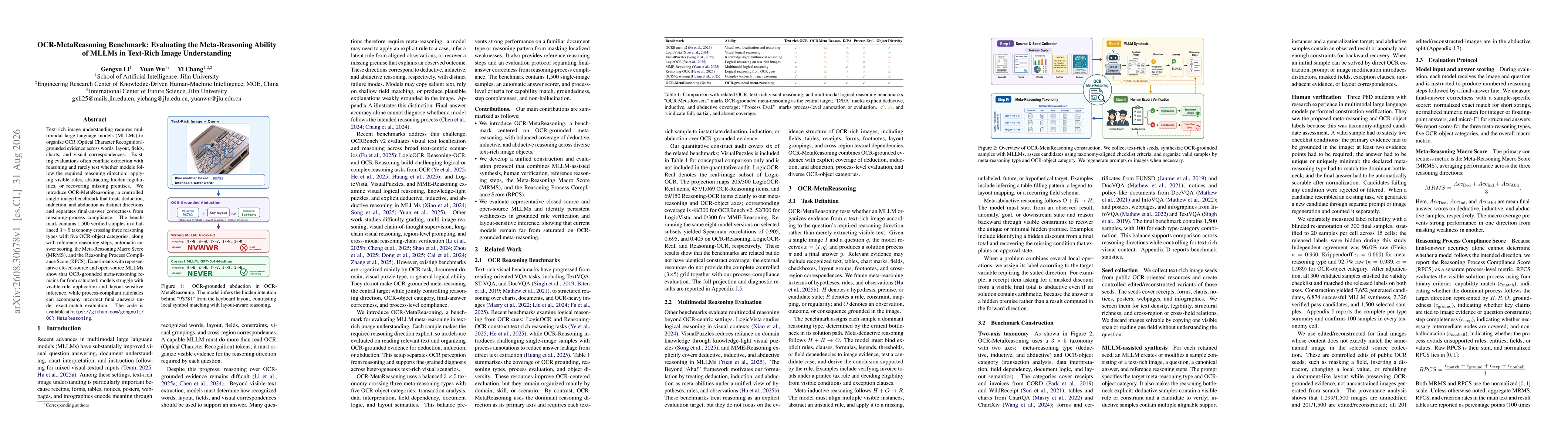 Thumbnail for OCR-MetaReasoning Benchmark: Evaluating the Meta-Reasoning Ability of MLLMs in Text-Rich Image Understanding