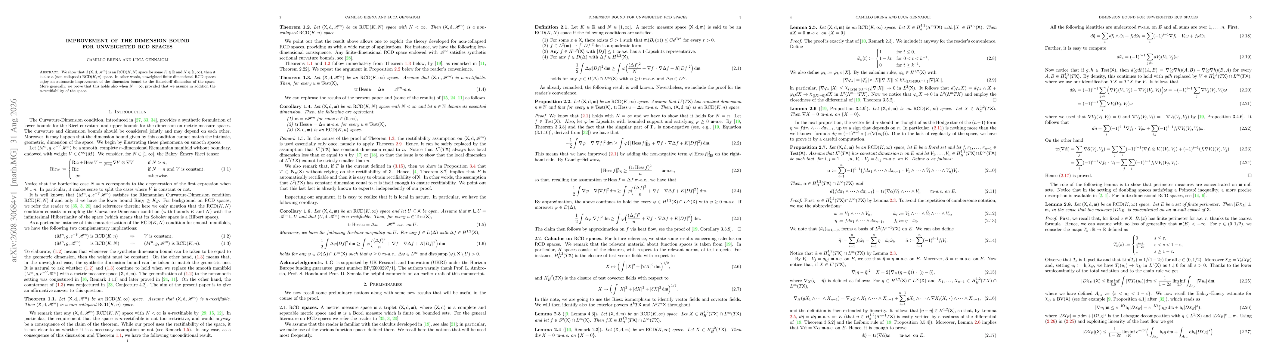 Thumbnail for Improvement of the dimension bound for unweighted RCD spaces