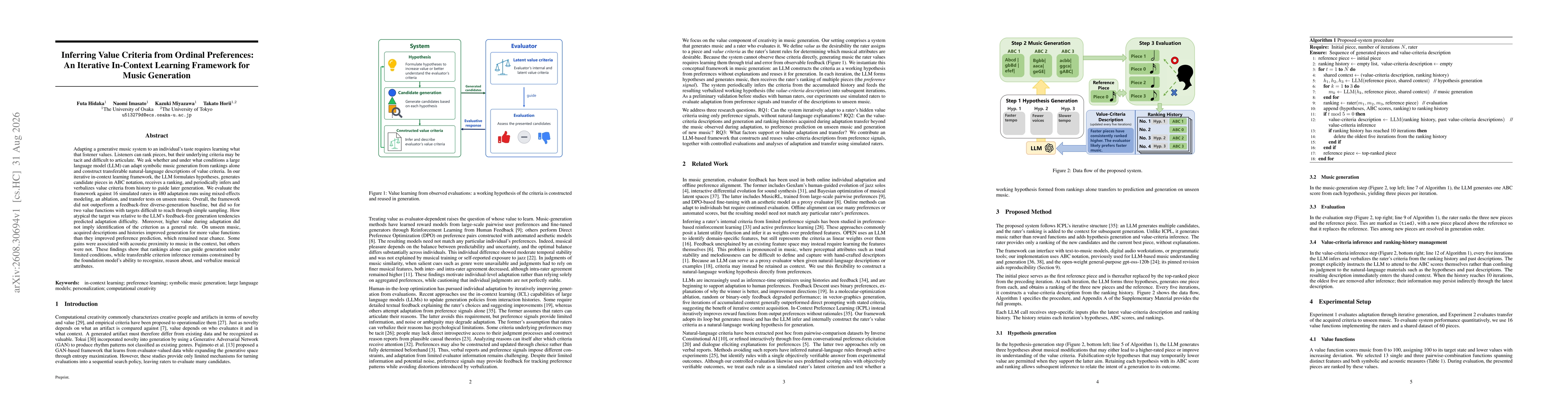 Thumbnail for Inferring Value Criteria from Ordinal Preferences: An Iterative In-Context Learning Framework for Music Generation