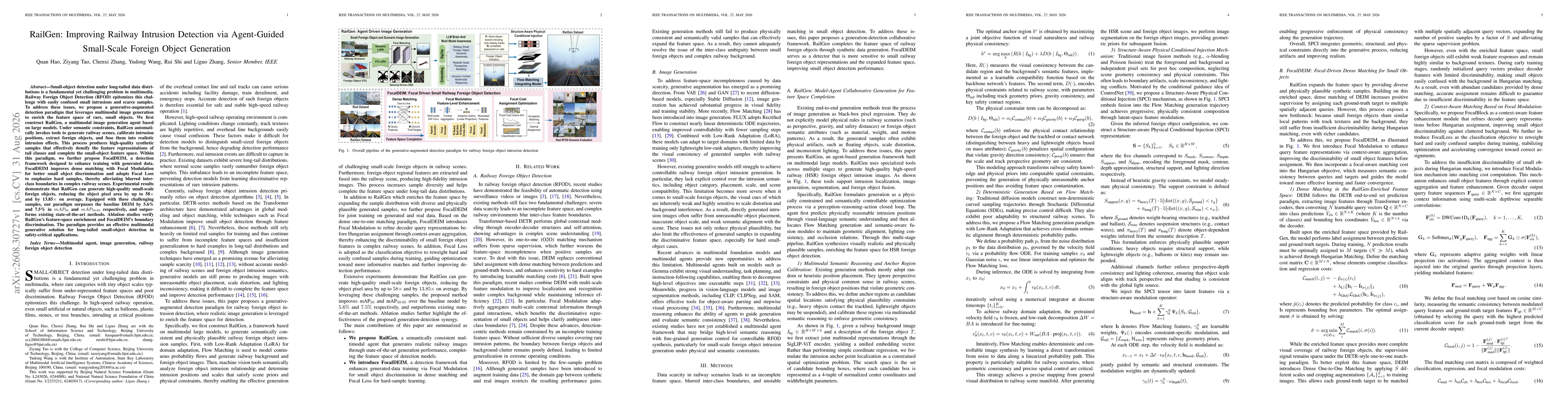 Thumbnail for RailGen: Improving Railway Intrusion Detection via Agent-Guided Small-Scale Foreign Object Generation