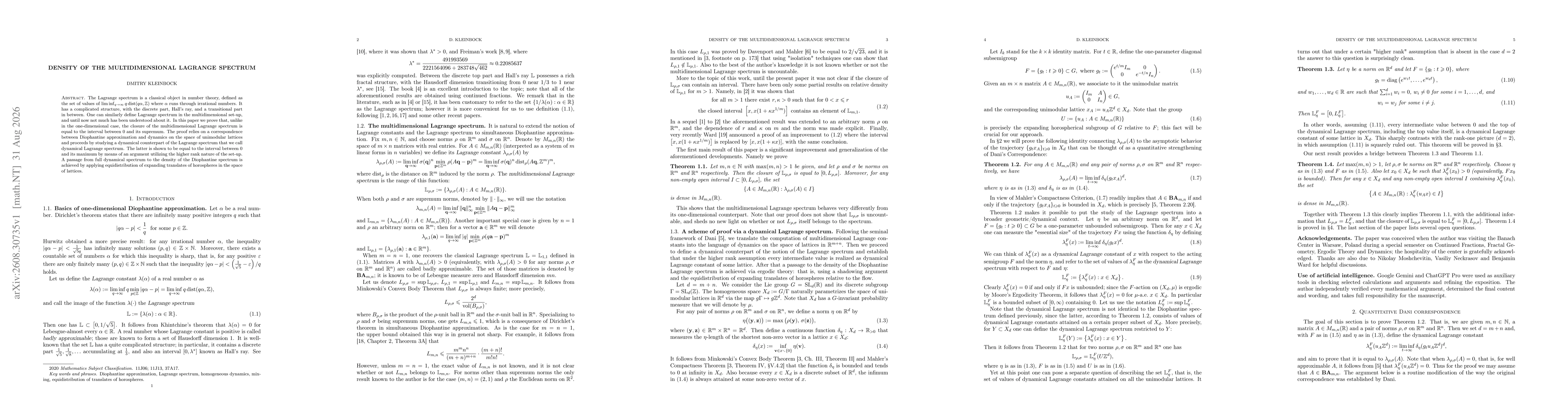 Thumbnail for Density of the multidimensional Lagrange spectrum