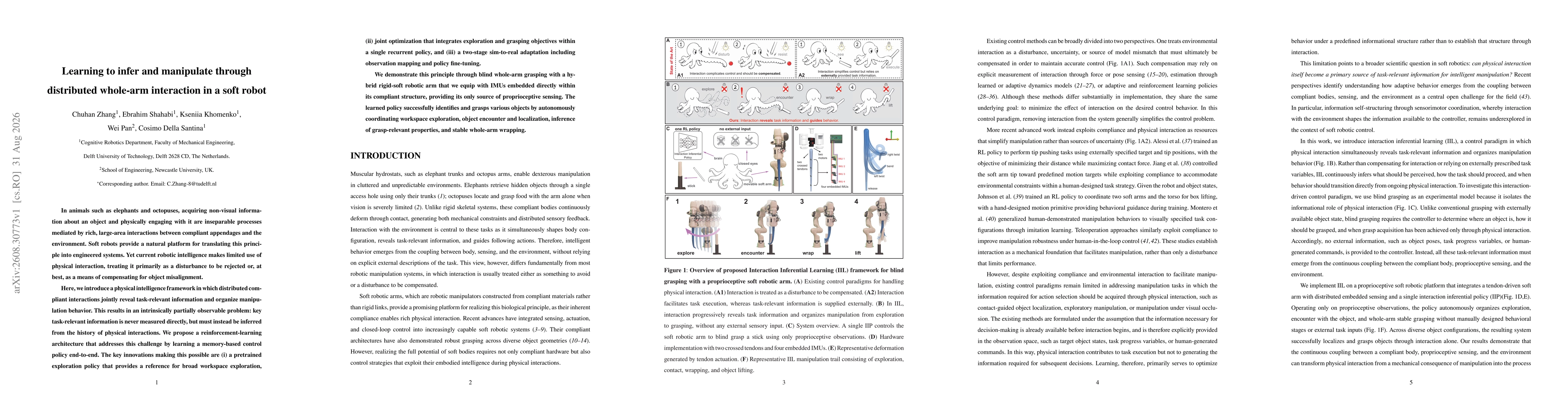 Thumbnail for Learning to infer and manipulate through distributed whole-arm interaction in a soft robot