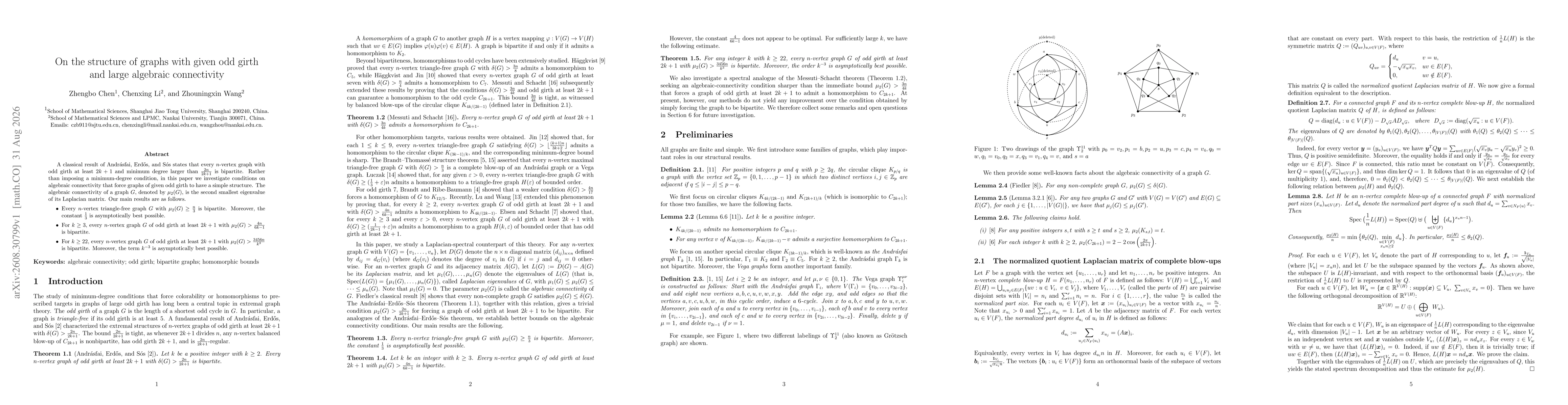Thumbnail for On the structure of graphs with given odd girth and large algebraic connectivity