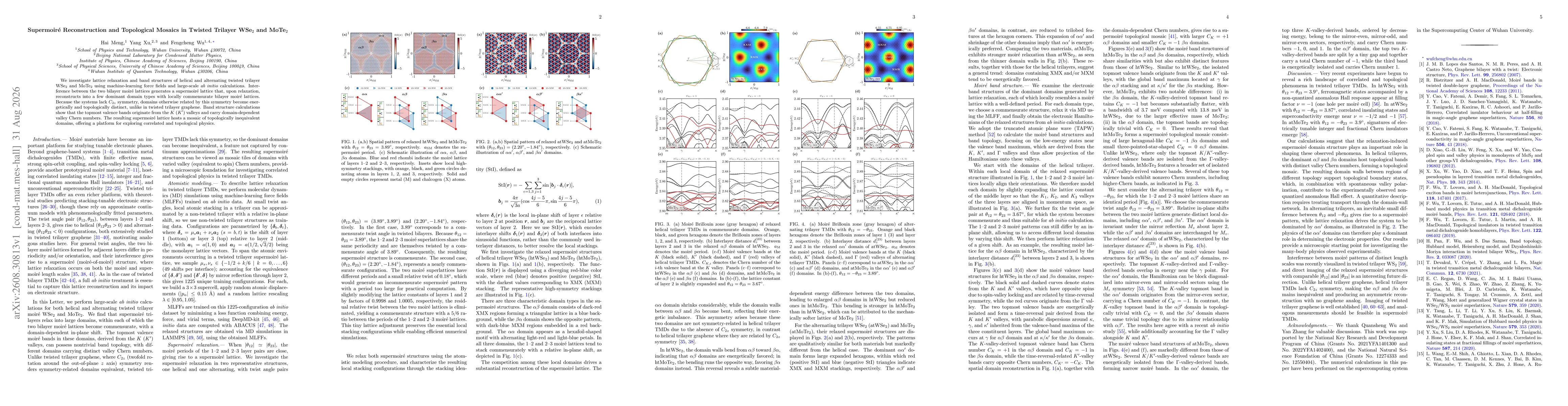 Thumbnail for Supermoiré Reconstruction and Topological Mosaics in Twisted Trilayer WSe$_2$ and MoTe$_2$