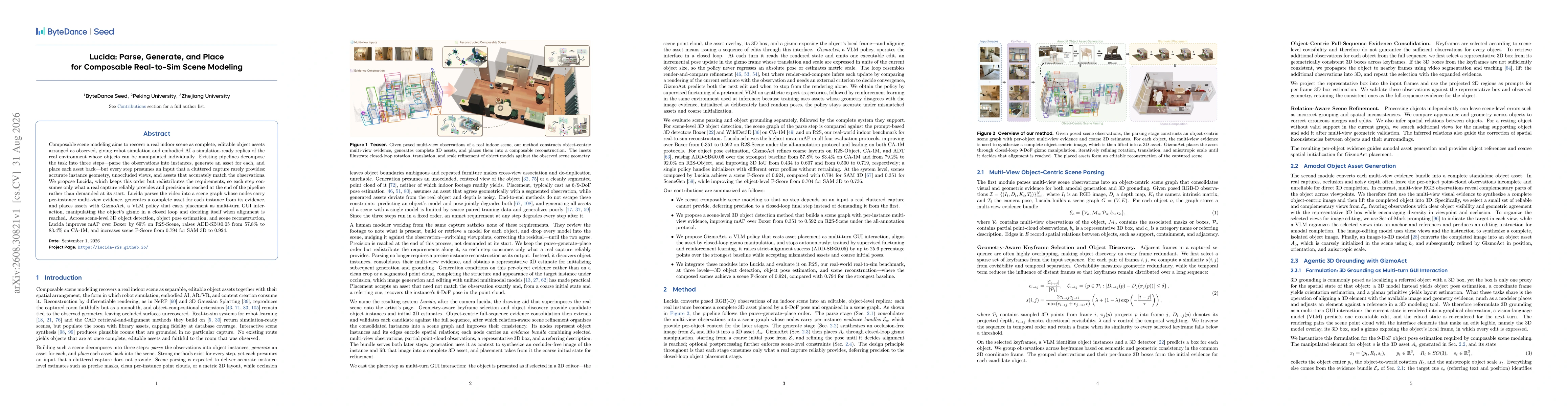 Thumbnail for Lucida: Parse, Generate, and Place for Composable Real-to-Sim Scene Modeling