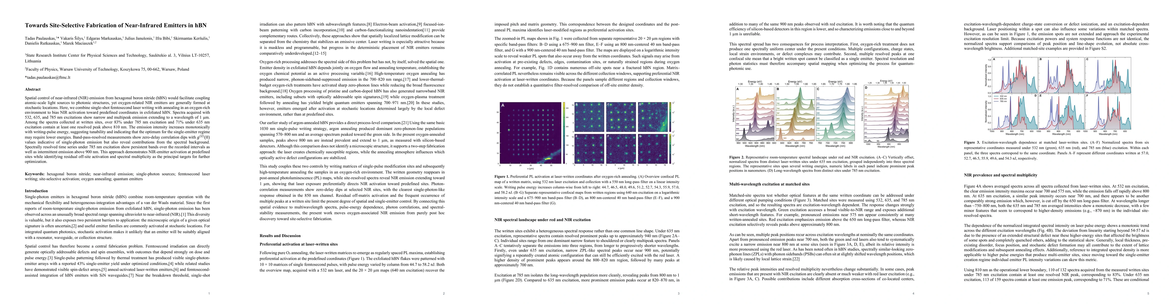 Thumbnail for Towards Site-Selective Fabrication of Near-Infrared Emitters in hBN