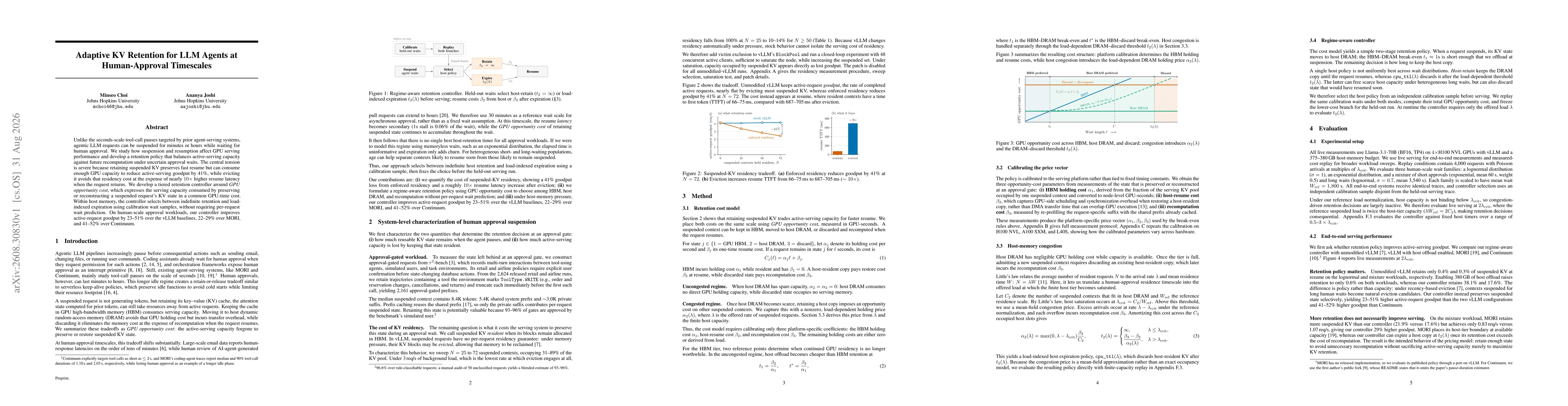 Thumbnail for Adaptive KV Retention for LLM Agents at Human-Approval Timescales