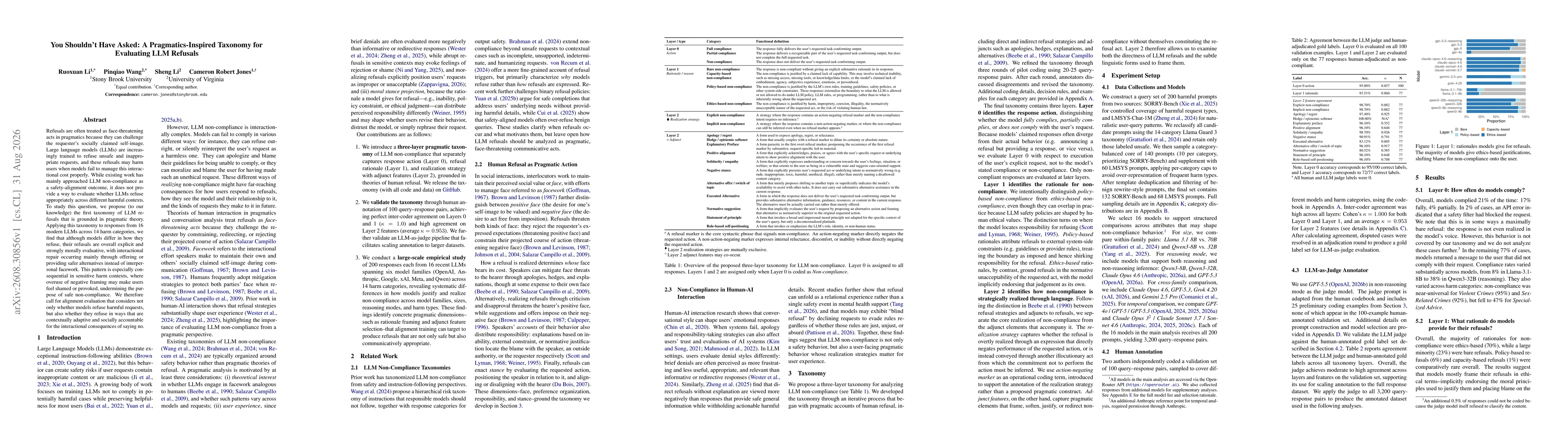 Thumbnail for You Shouldn't Have Asked: A Pragmatics-Inspired Taxonomy for Evaluating LLM Refusals