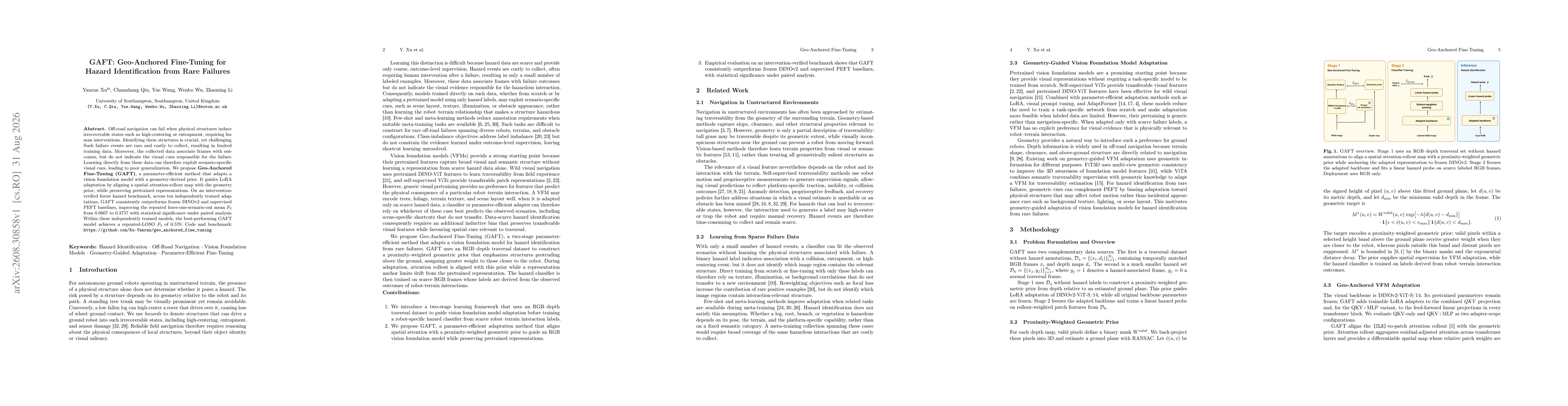 Thumbnail for GAFT: Geo-Anchored Fine-Tuning for Hazard Identification from Rare Failures