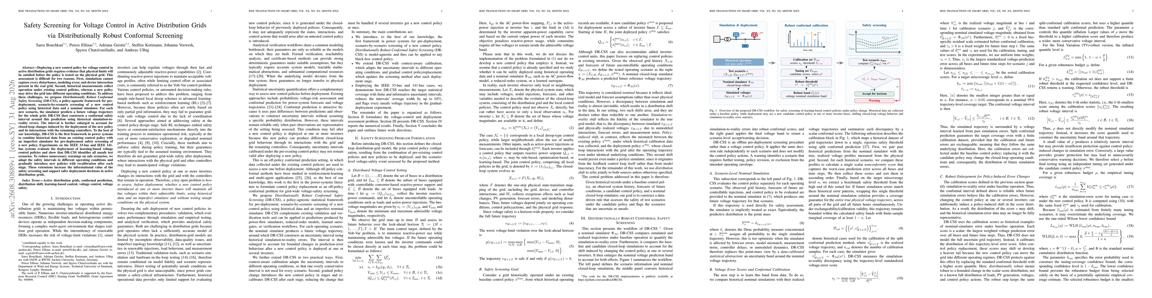 Thumbnail for Safety Screening for Voltage Control in Active Distribution Grids via Distributionally Robust Conformal Screening