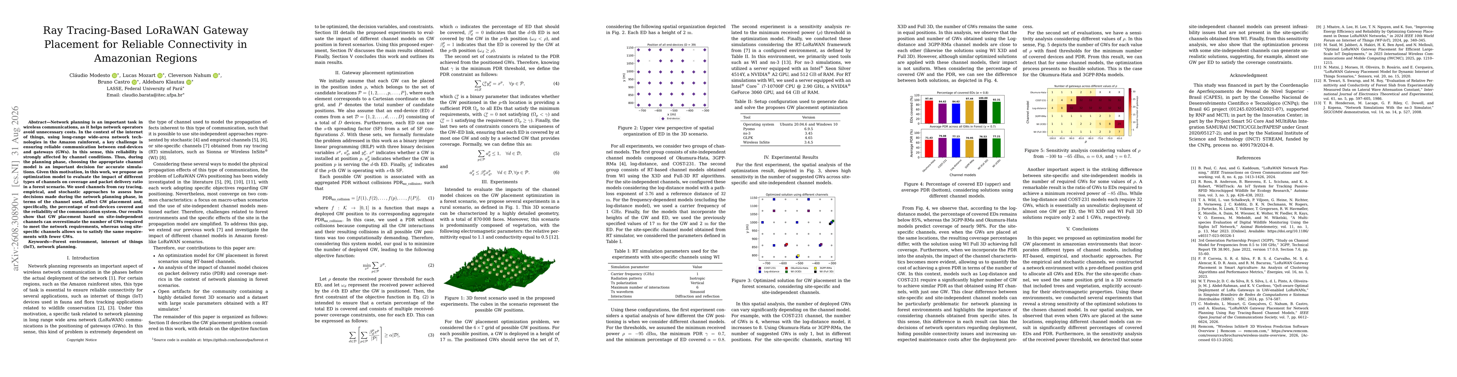 Thumbnail for Ray Tracing-Based LoRaWAN Gateway Placement for Reliable Connectivity in Amazonian Regions