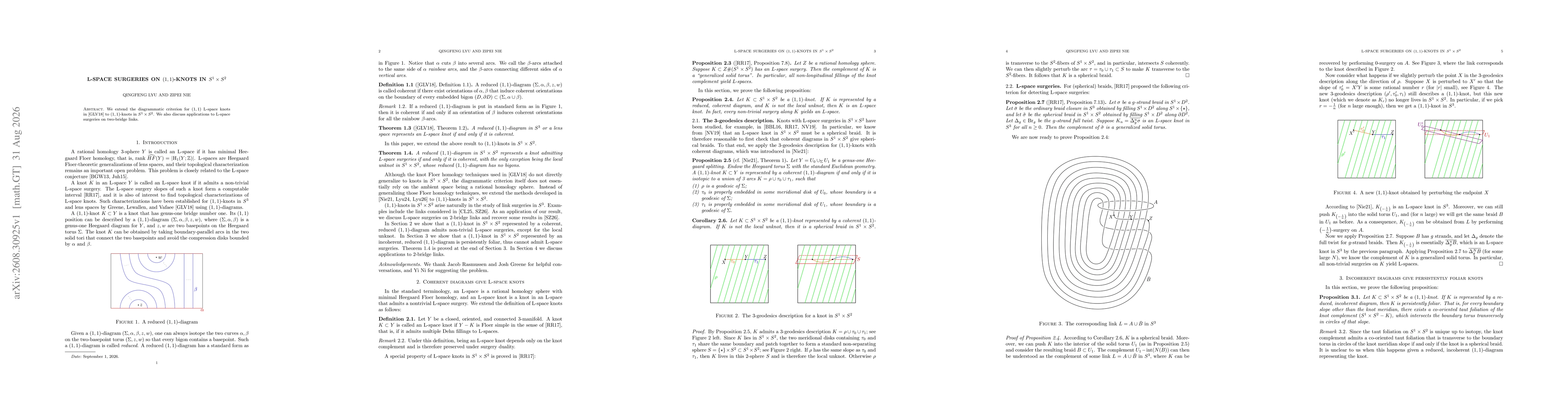 Thumbnail for L-space surgeries on (1,1)-knots in $S^1\times S^2$