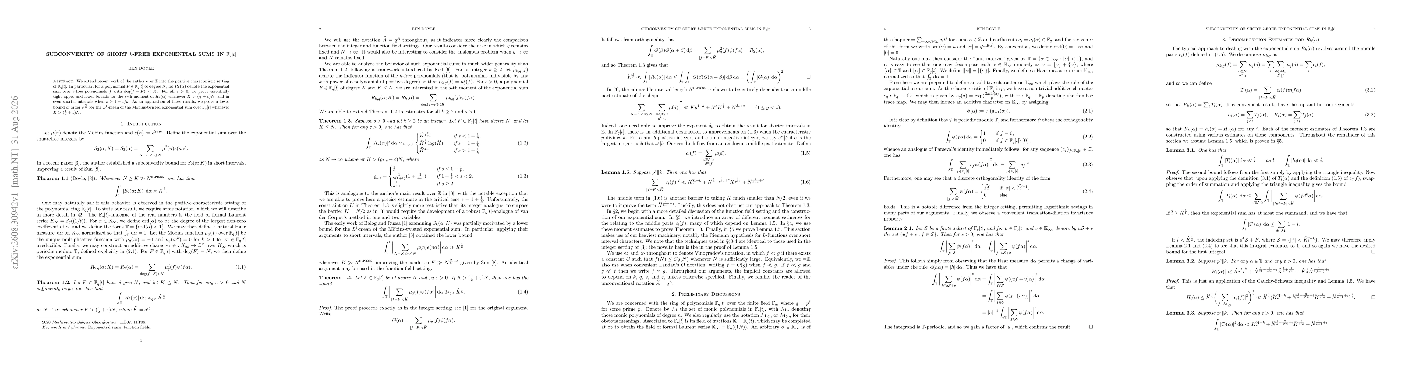 Thumbnail for Subconvexity of Short $k$-Free Exponential Sums in $\mathbb{F}_q[t]$