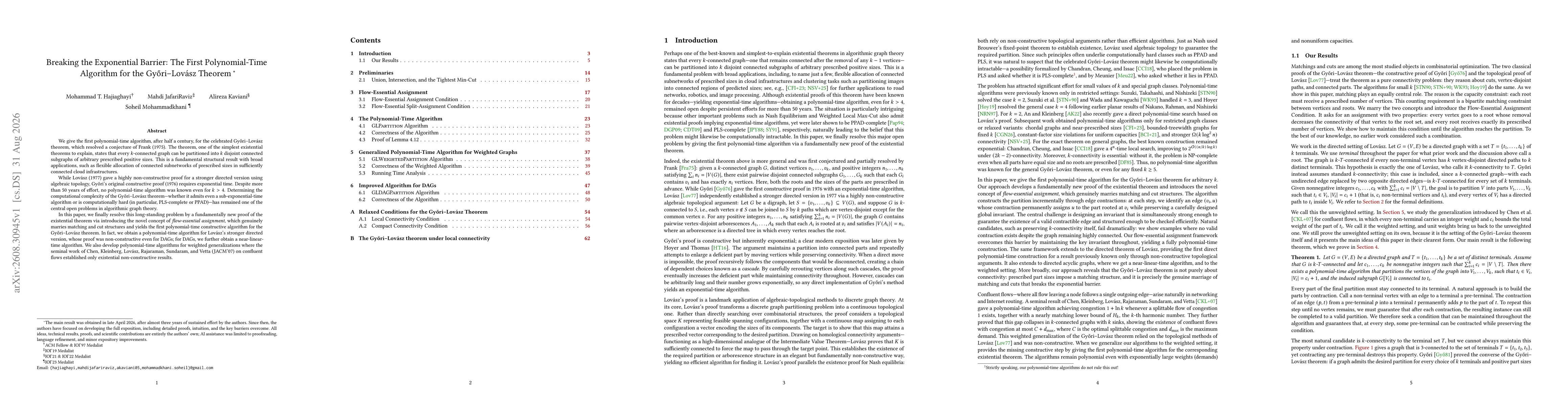 Thumbnail for Breaking the Exponential Barrier: The First Polynomial-Time Algorithm for the Győri-Lovász Theorem