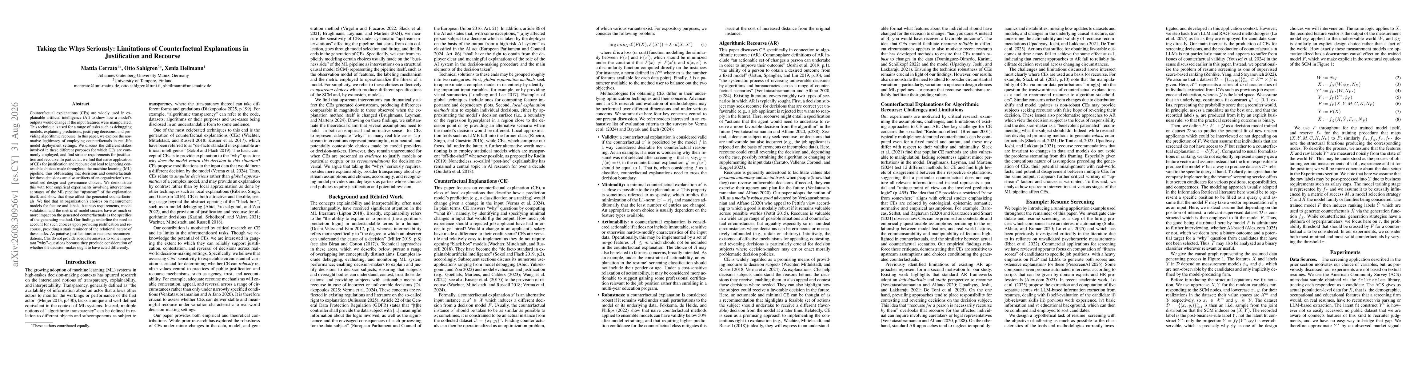 Thumbnail for Taking the Whys Seriously: Limitations of Counterfactual Explanations in Justification and Recourse