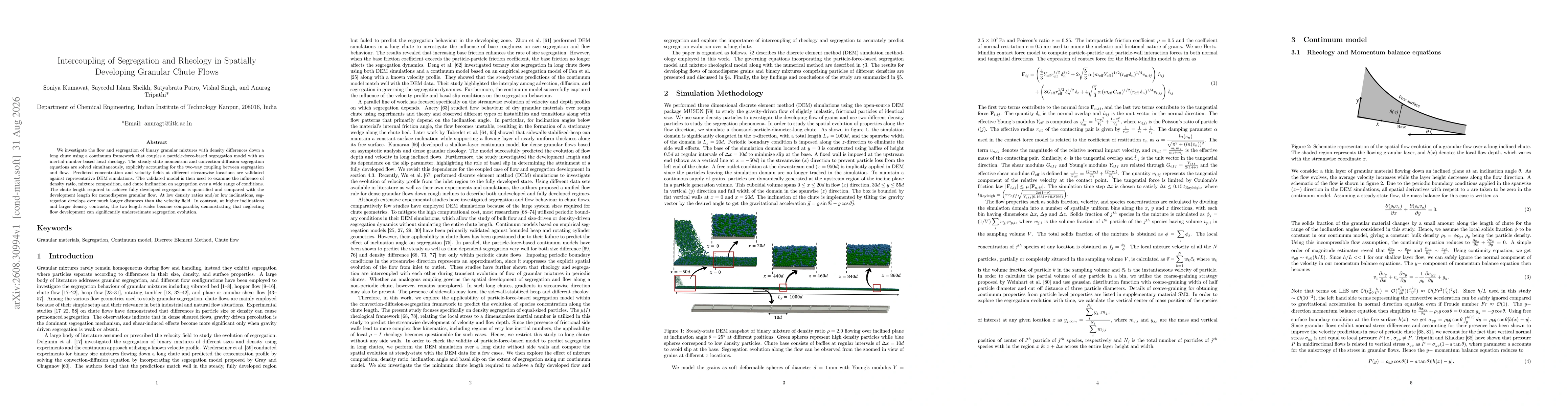 Thumbnail for Intercoupling of Segregation and Rheology in Spatially Developing Granular Chute Flows