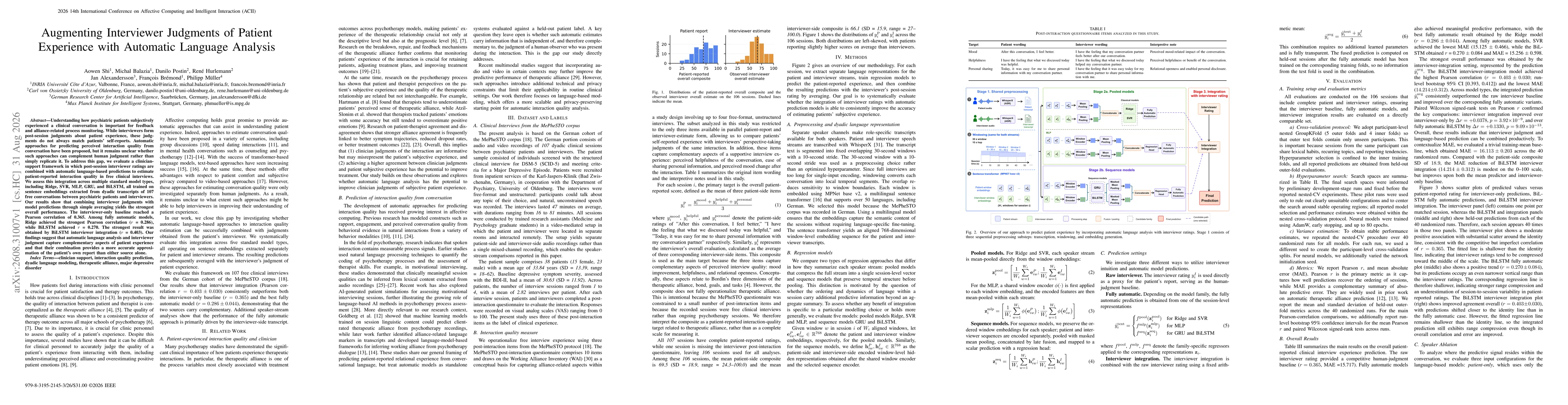 Thumbnail for Augmenting Interviewer Judgments of Patient Experience with Automatic Language Analysis