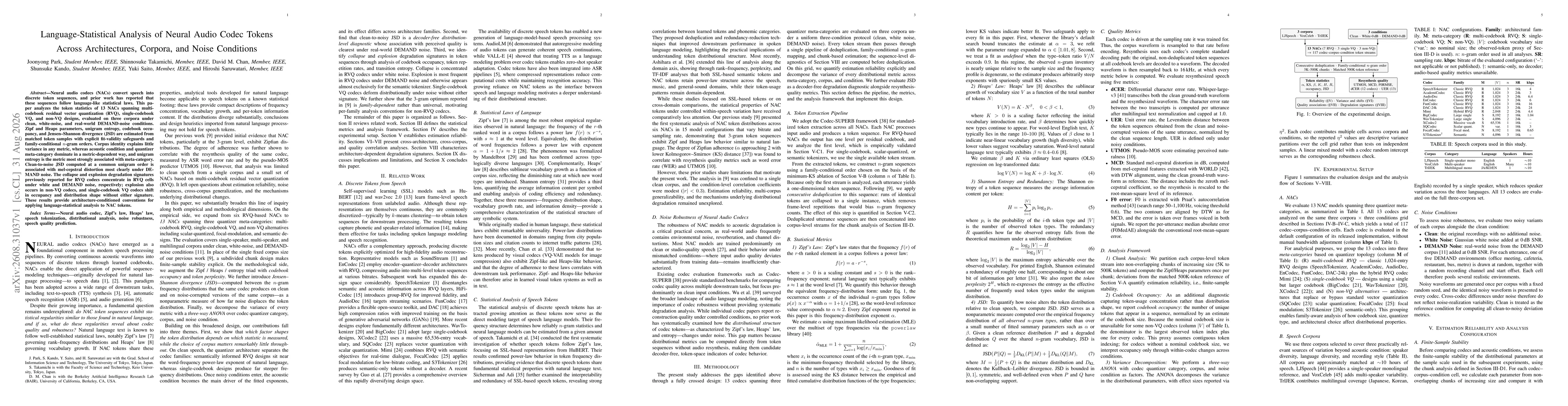 Thumbnail for Language-Statistical Analysis of Neural Audio Codec Tokens Across Architectures, Corpora, and Noise Conditions