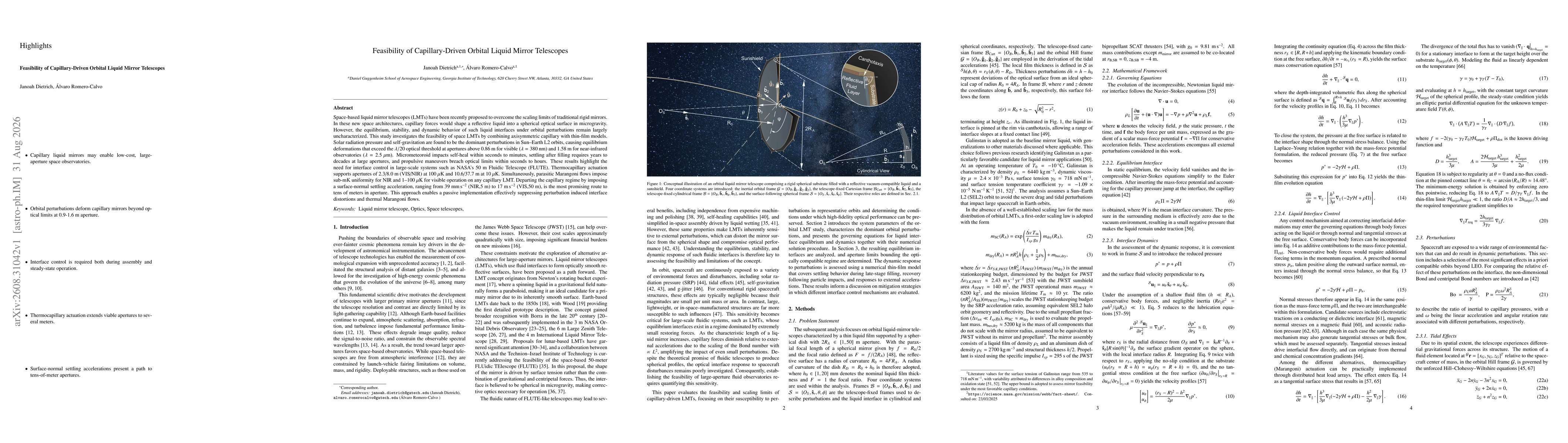 Thumbnail for Feasibility of Capillary-Driven Orbital Liquid Mirror Telescopes