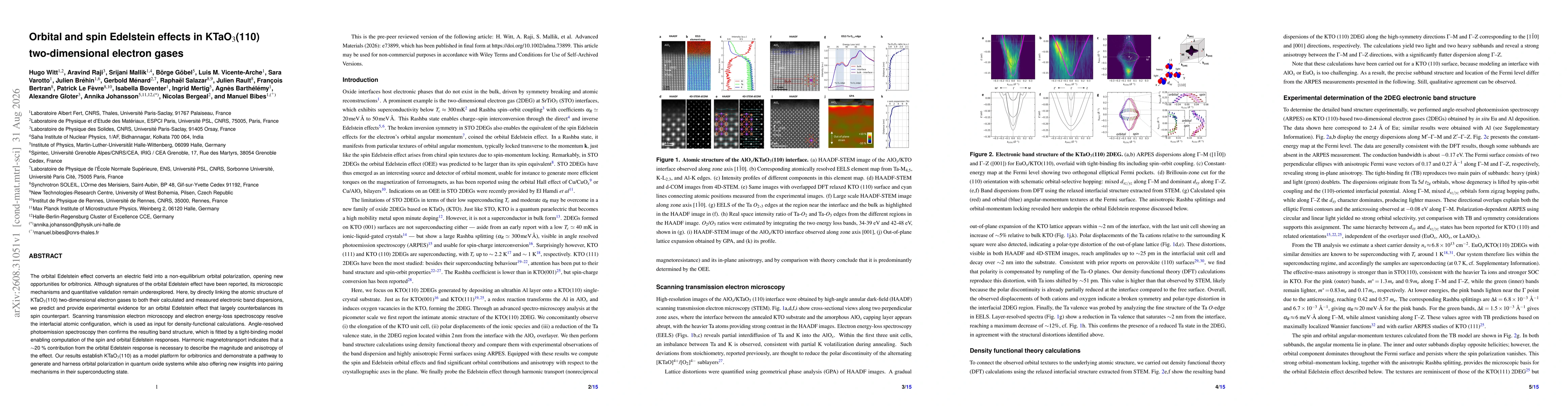 Thumbnail for Orbital and Spin Edelstein Effects in KTaO$_3$(110) Two-Dimensional Electron Gases