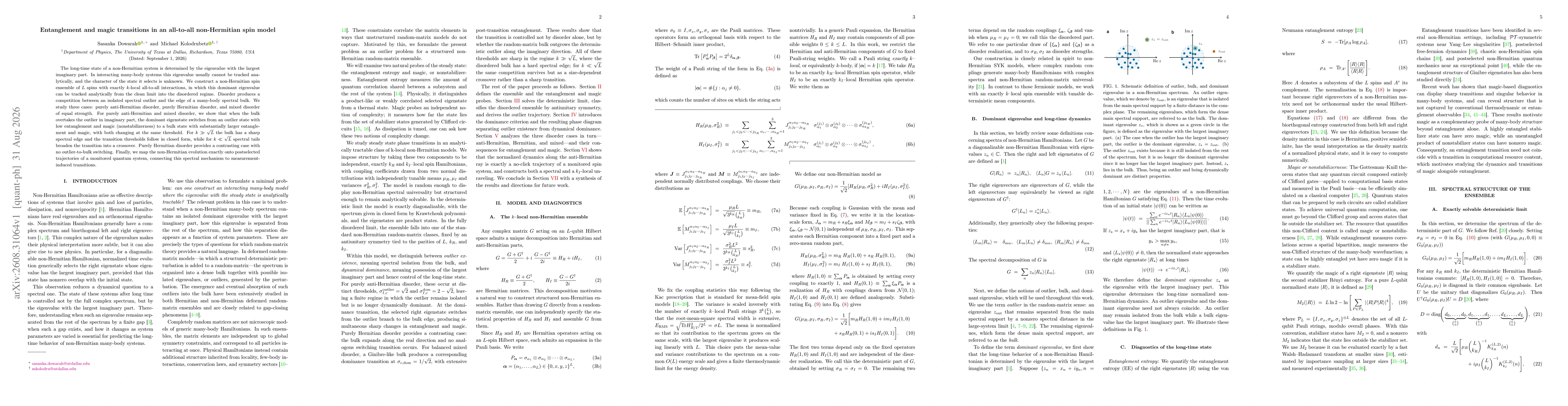 Thumbnail for Entanglement and magic transitions in an all-to-all non-Hermitian spin model