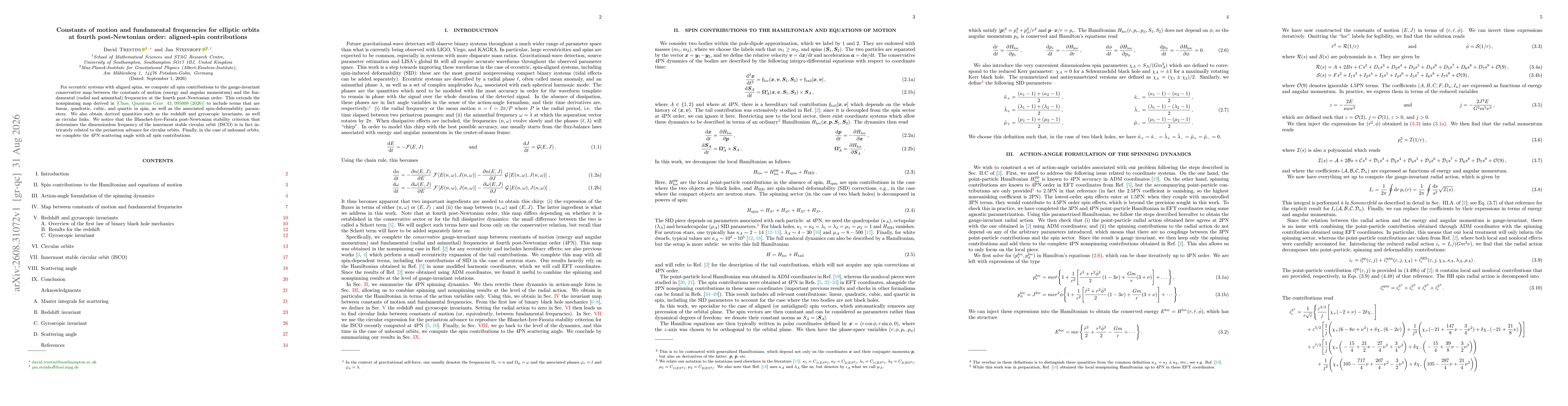 Thumbnail for Constants of motion and fundamental frequencies for elliptic orbits at fourth post-Newtonian order: aligned-spin contributions