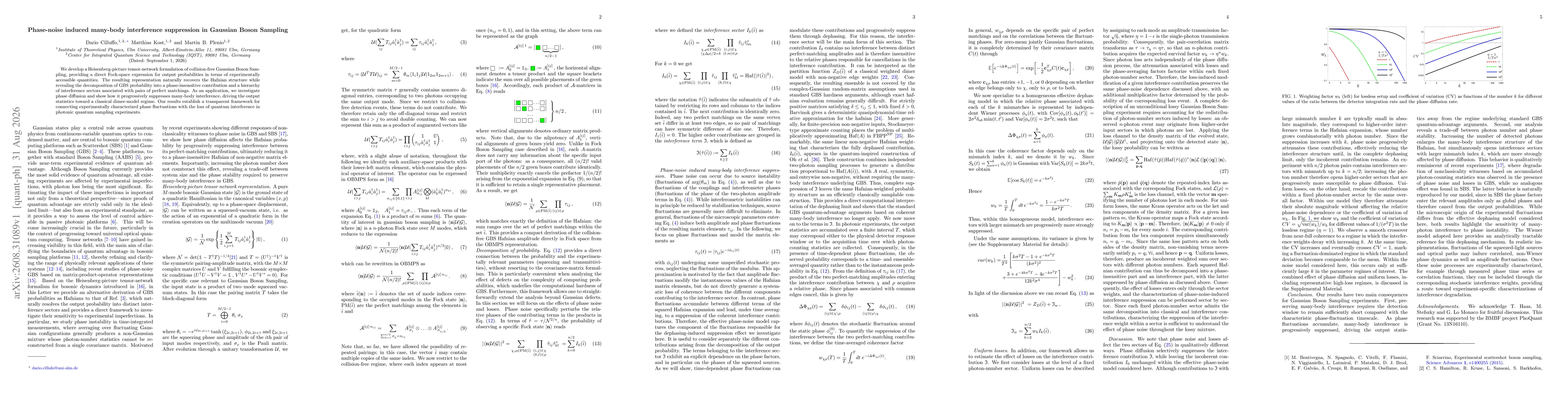 Thumbnail for Phase-noise induced many-body interference suppression in Gaussian Boson Sampling