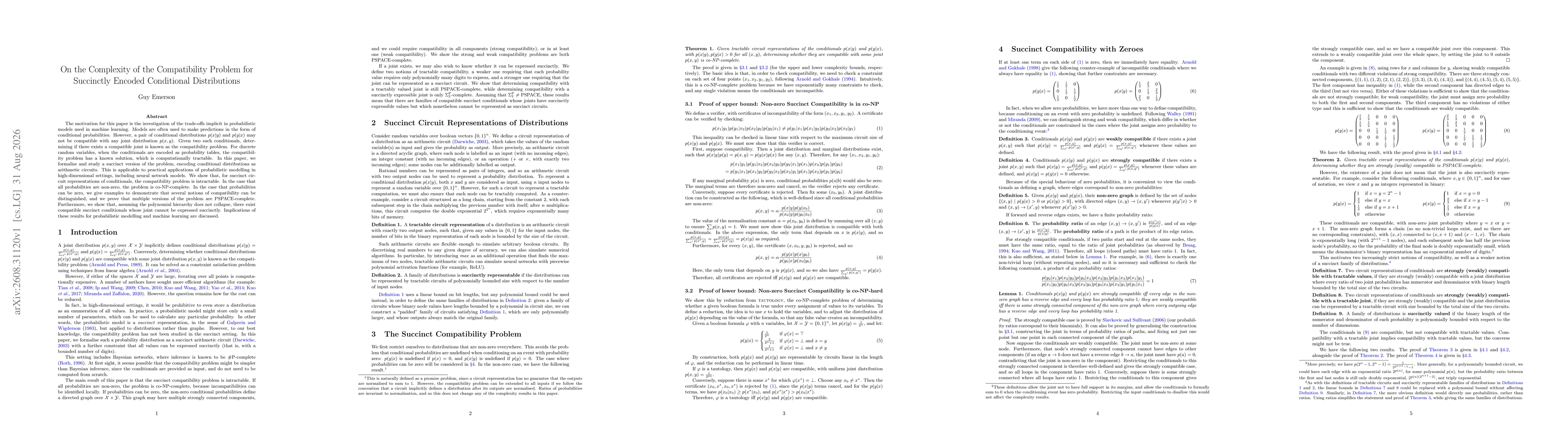 Thumbnail for On the Complexity of the Compatibility Problem for Succinctly Encoded Conditional Distributions