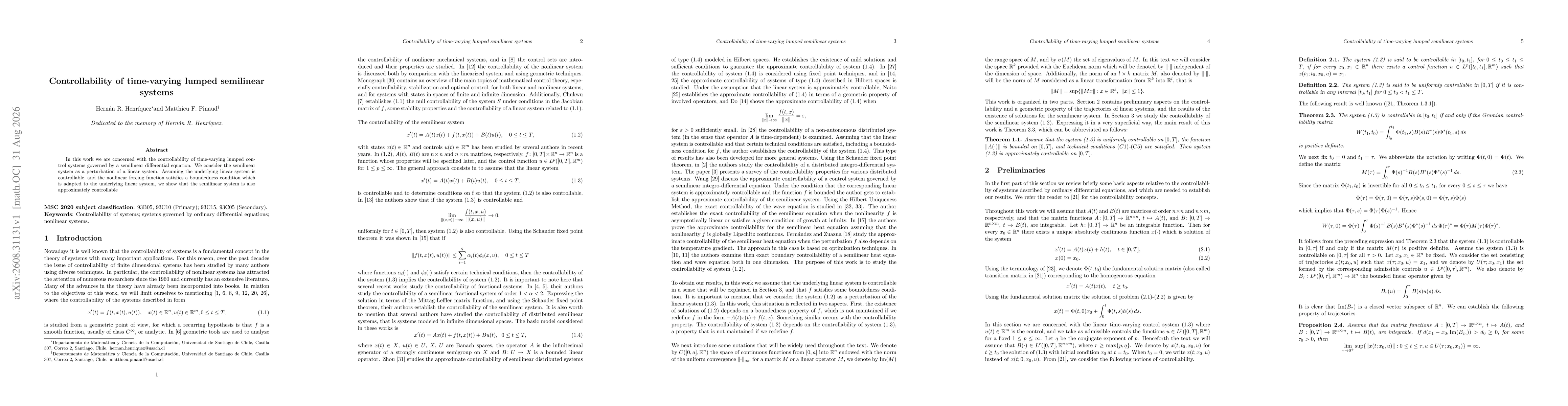 Thumbnail for Controllability of time-varying lumped semilinear systems
