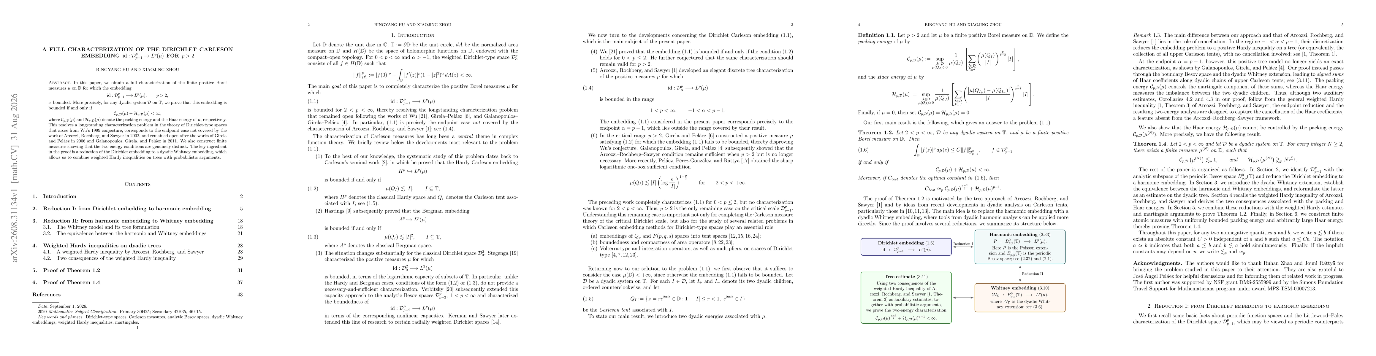 Thumbnail for A Full Characterization of the Dirichlet Carleson embedding $\operatorname{id}: \mathcal D_{p-1}^p \to L^p(μ)$ for $p>2$