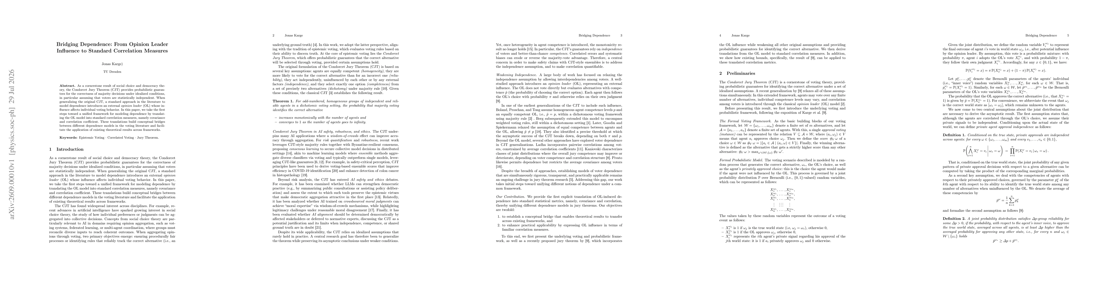 Thumbnail for Bridging Dependence: From Opinion Leader Influence to Standard Correlation Measures