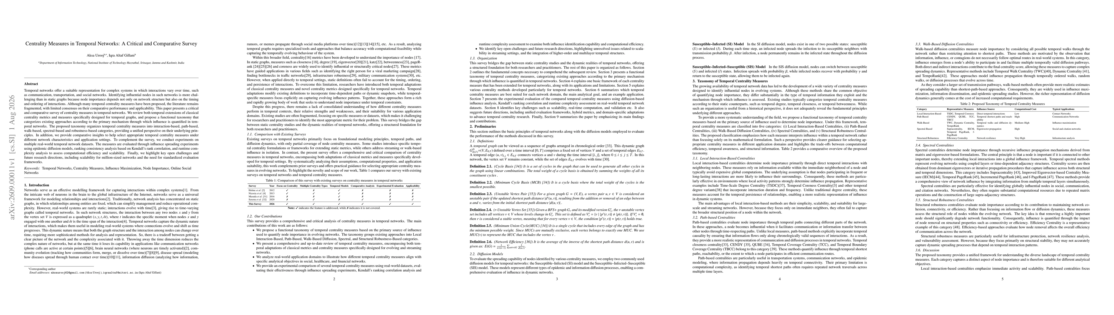 Thumbnail for Centrality Measures in Temporal Networks: A Critical and Comparative Survey