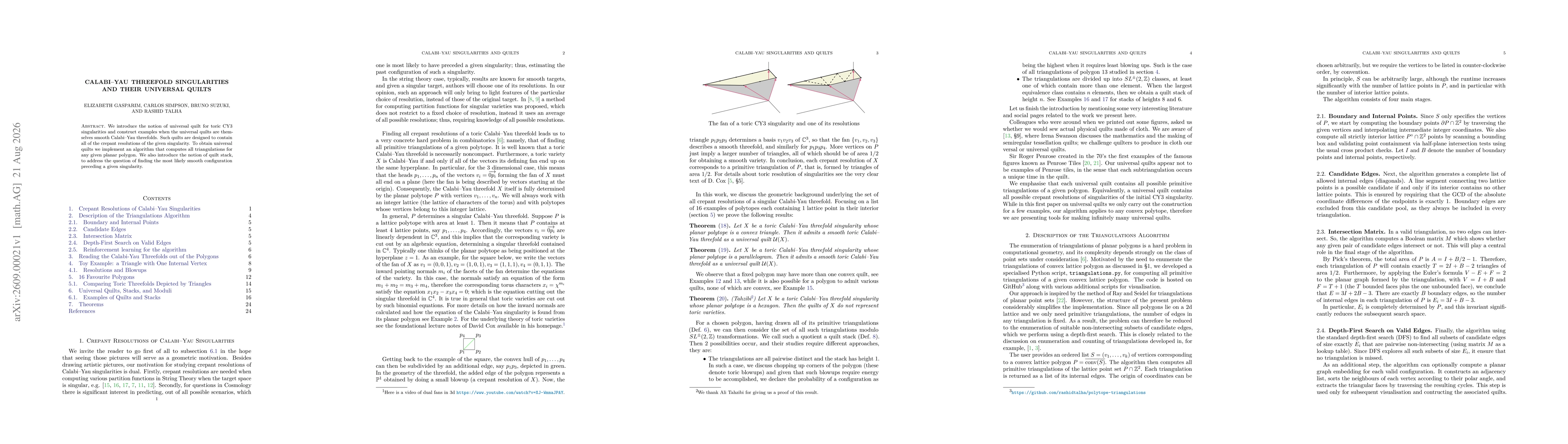 Thumbnail for Calabi-Yau Threefold Singularities and their Universal Quilts