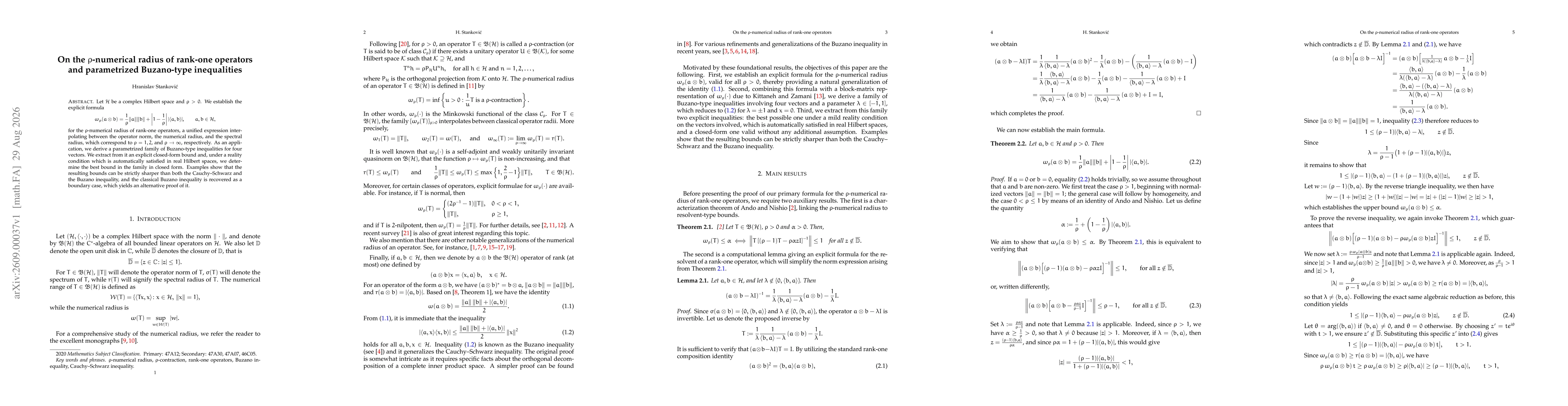 Thumbnail for On the $ρ$-numerical radius of rank-one operators and parametrized Buzano-type inequalities