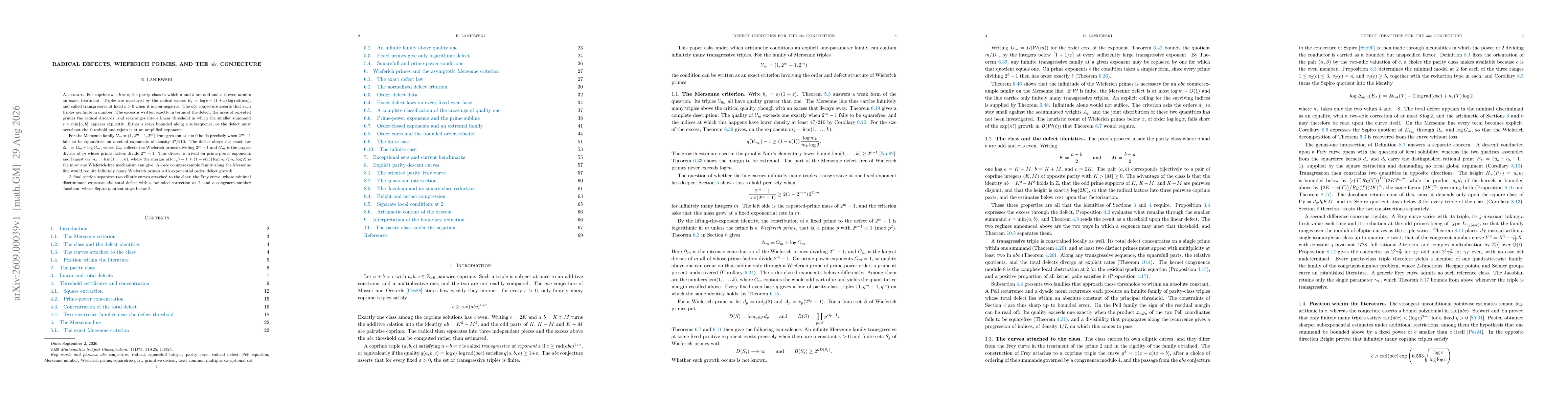 Thumbnail for Radical defects, Wieferich primes, and the $abc$ conjecture