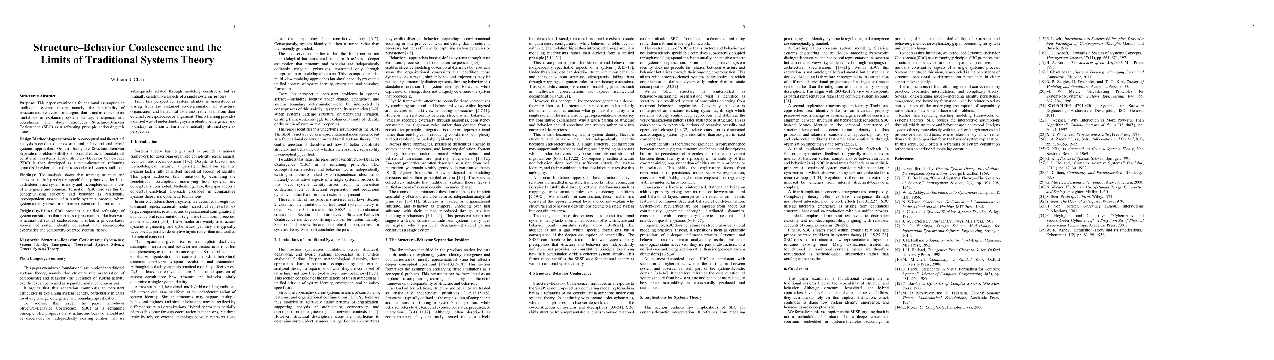 Thumbnail for Structure-Behavior Coalescence and the Limits of Traditional Systems Theory