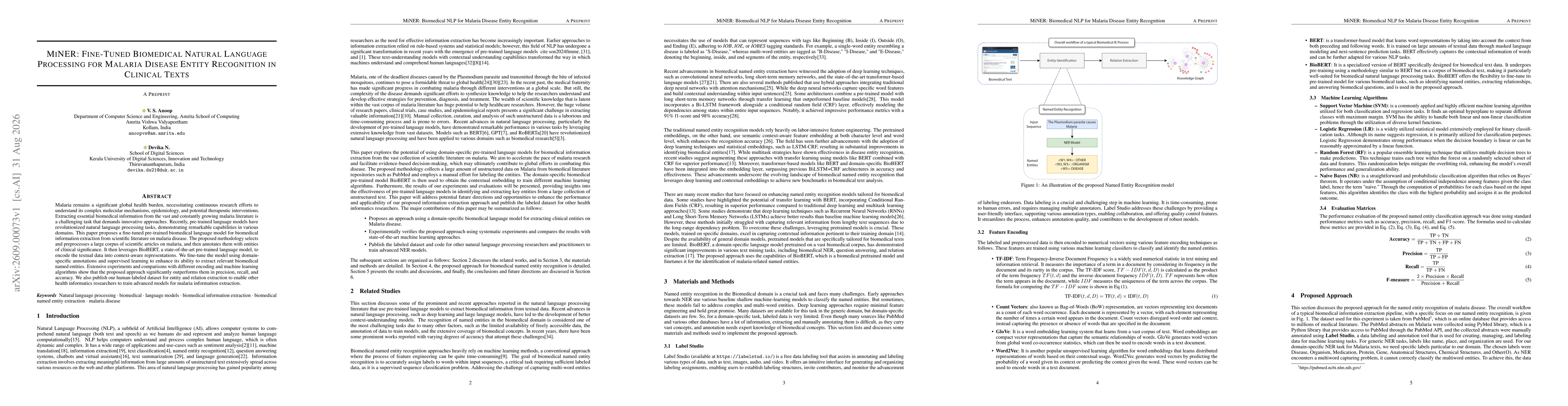 Thumbnail for MiNER: Fine-Tuned Biomedical Natural Language Processing for Malaria Disease Entity Recognition in Clinical Texts