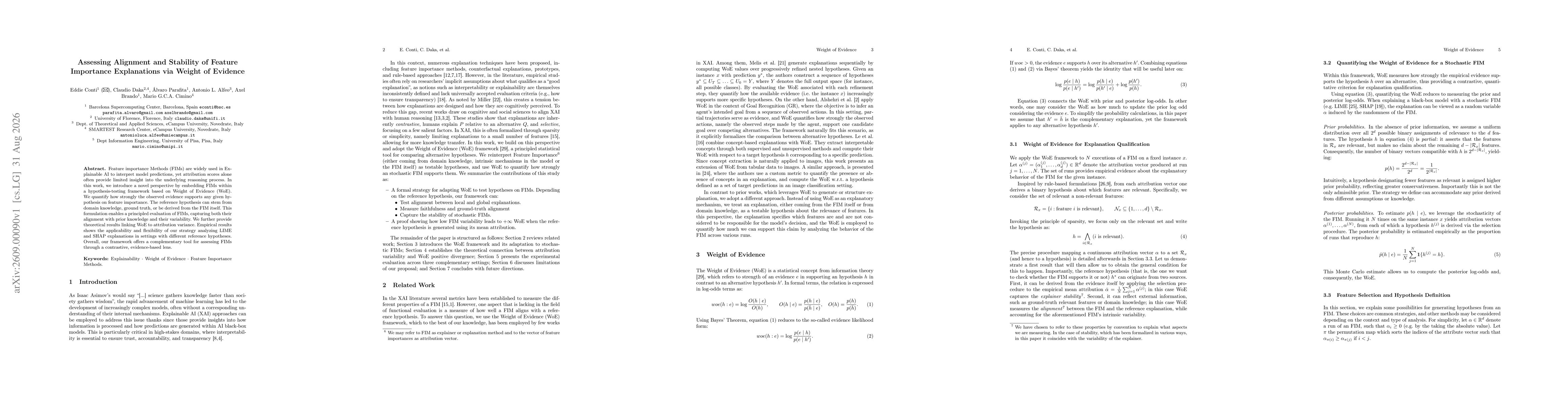 Thumbnail for Assessing Alignment and Stability of Feature Importance Explanations via Weight of Evidence