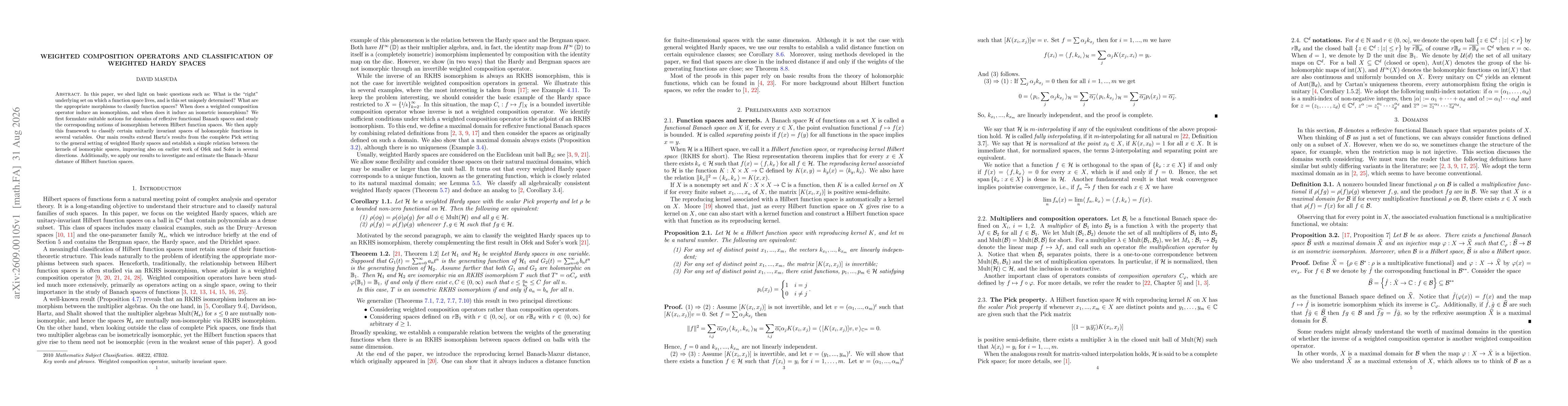 Thumbnail for Weighted composition operators and classification of weighted Hardy spaces