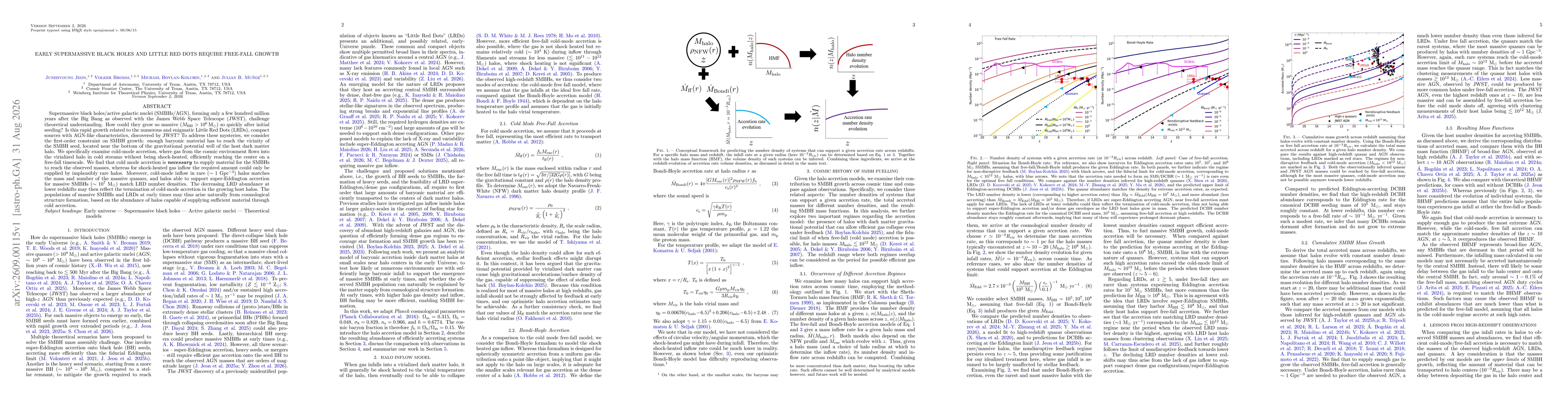 Thumbnail for Early Supermassive Black Holes and Little Red Dots Require Free-Fall Growth