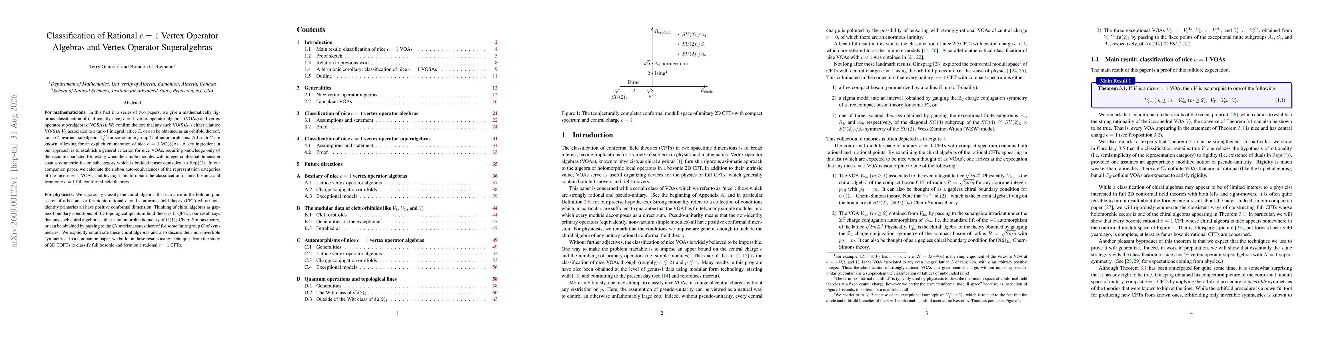 Thumbnail for Classification of Rational $c=1$ Vertex Operator Algebras and Vertex Operator Superalgebras