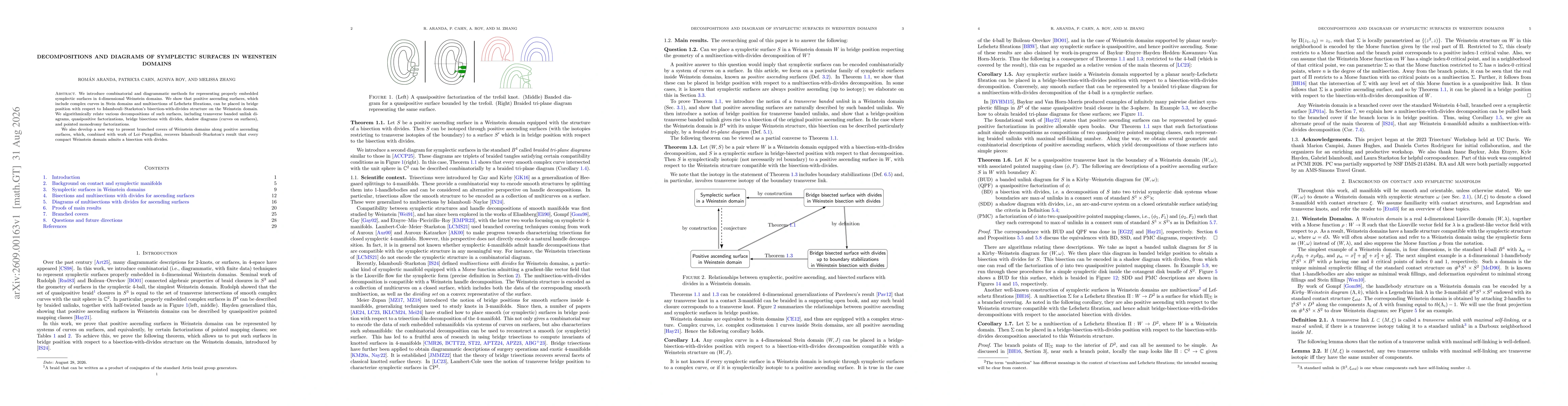 Thumbnail for Decompositions and diagrams of symplectic surfaces in Weinstein domains