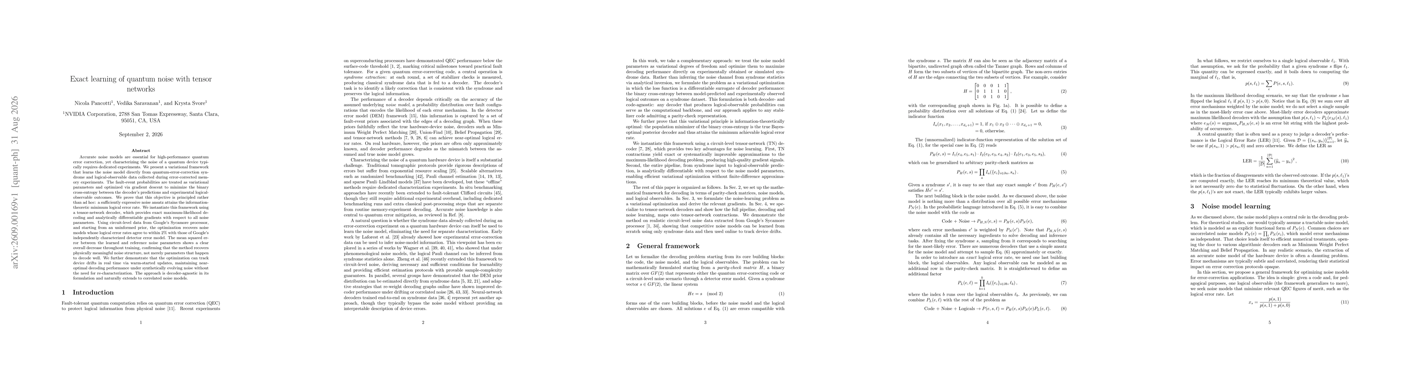 Thumbnail for Exact learning of quantum noise with tensor networks