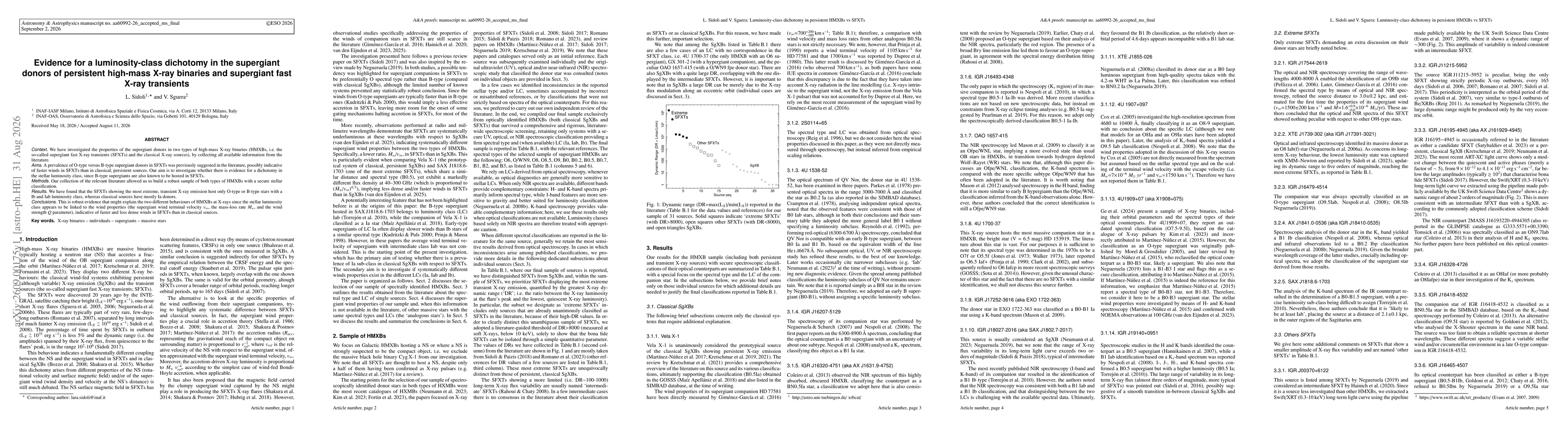 Thumbnail for Evidence for a luminosity-class dichotomy in the supergiant donors of persistent high-mass X-ray binaries and supergiant fast X-ray transients