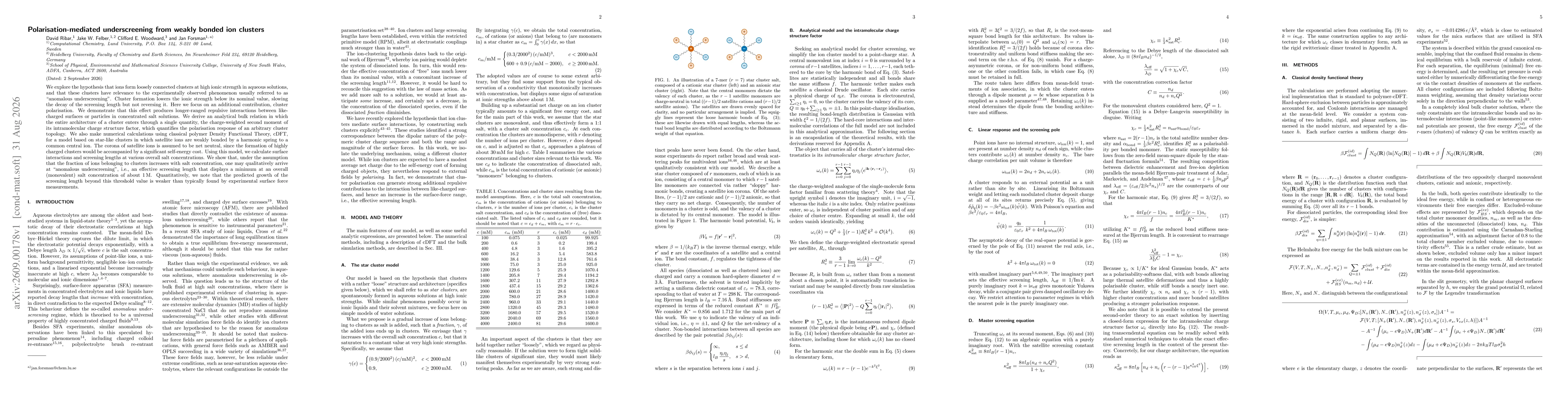 Thumbnail for Polarisation-mediated underscreening from weakly bonded ion clusters