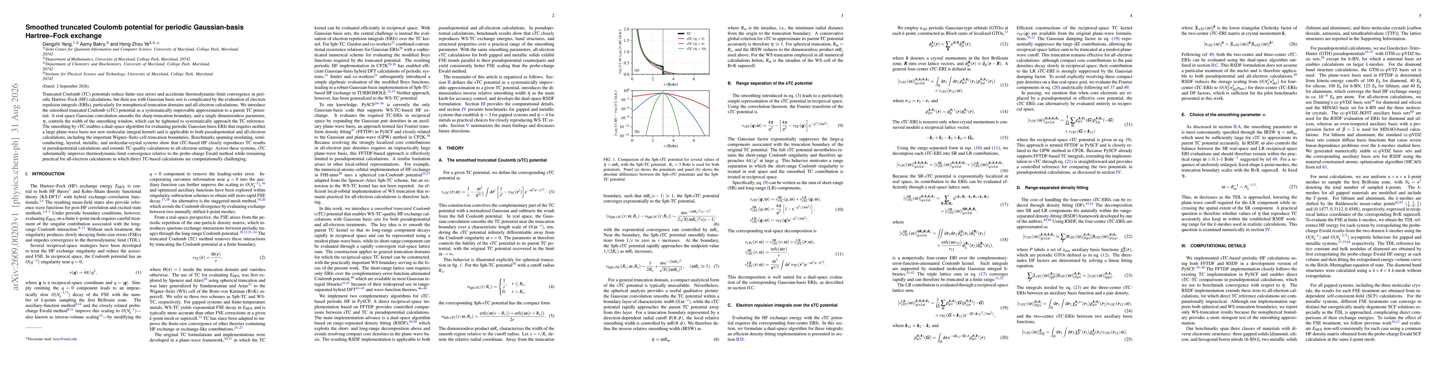 Thumbnail for Smoothed truncated Coulomb potential for periodic Gaussian-basis Hartree--Fock exchange