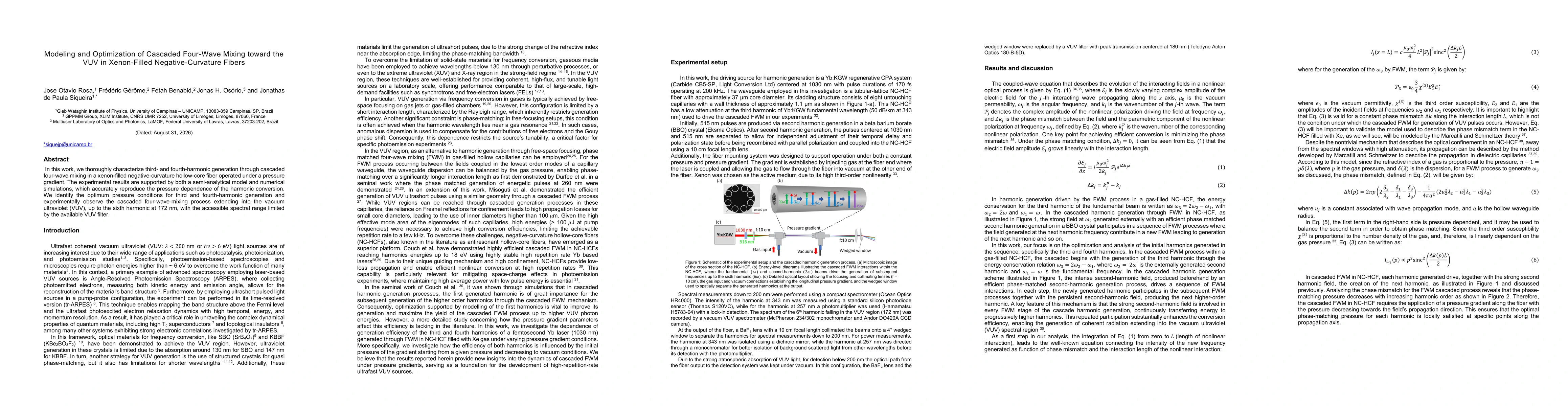 Thumbnail for Modeling and Optimization of Cascaded Four-Wave Mixing toward the VUV in Xenon-Filled Negative-Curvature Fibers