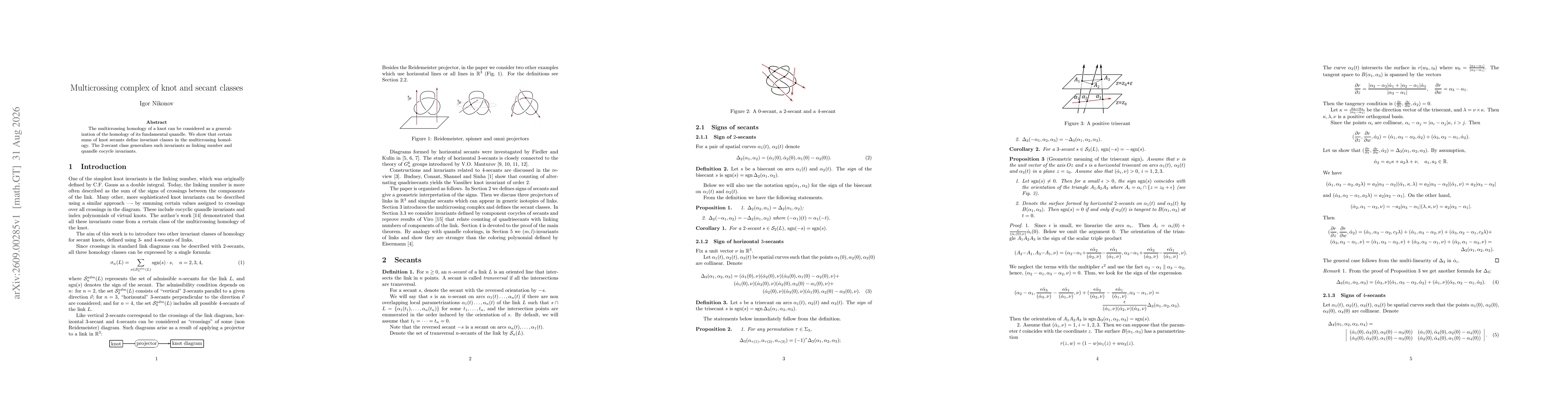 Thumbnail for Multicrossing complex of knot and secant classes