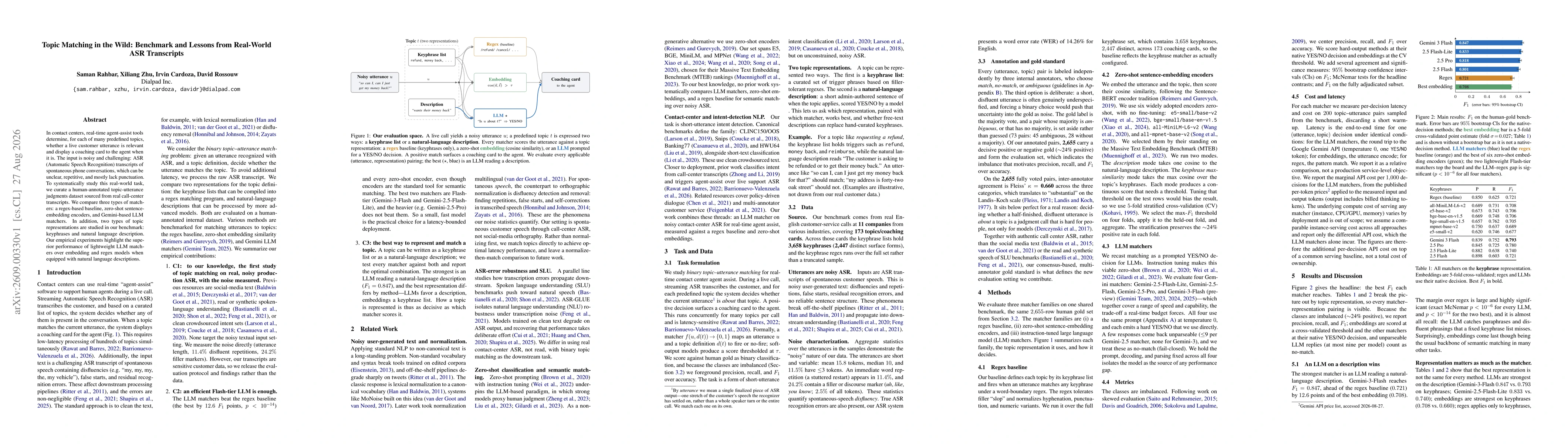 Thumbnail for Topic Matching in the Wild: Benchmark and Lessons from Real-World ASR Transcripts