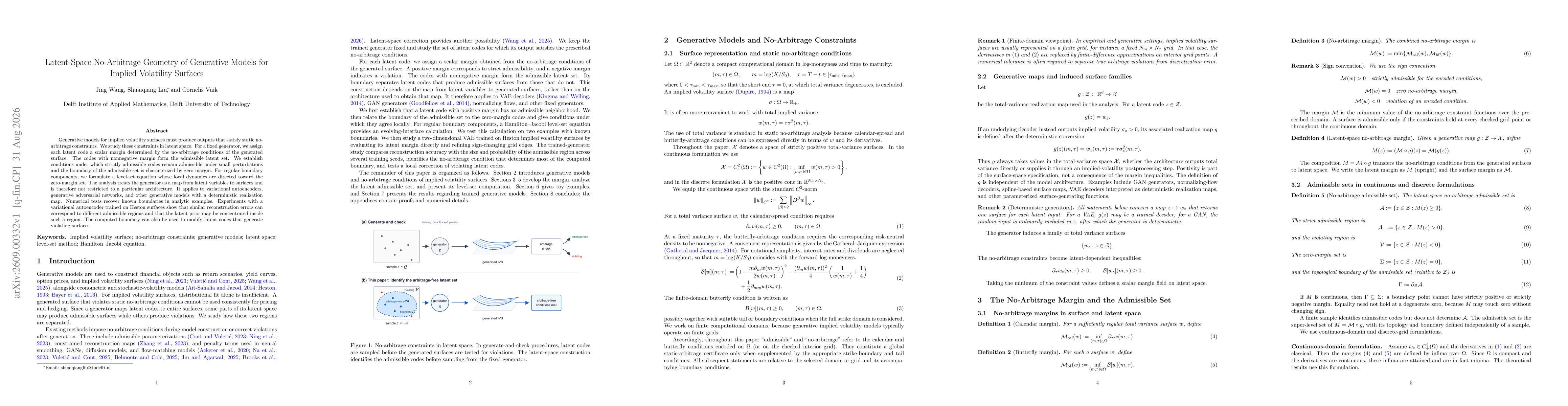 Thumbnail for Latent-Space No-Arbitrage Geometry of Generative Models for Implied Volatility Surfaces